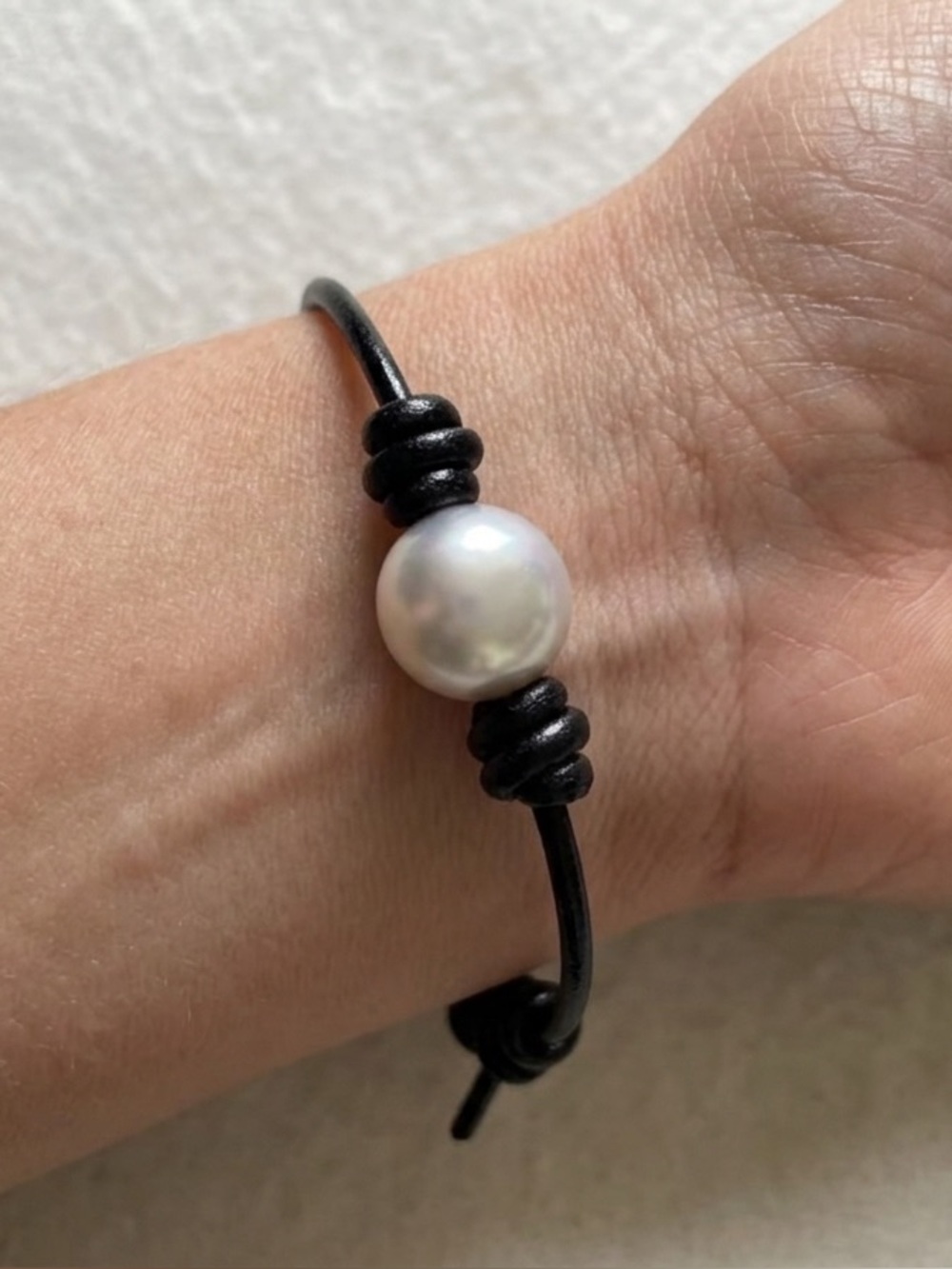 Sundance Baroque Jumbo Pearl on Black Leather Cord Bracelet NEW